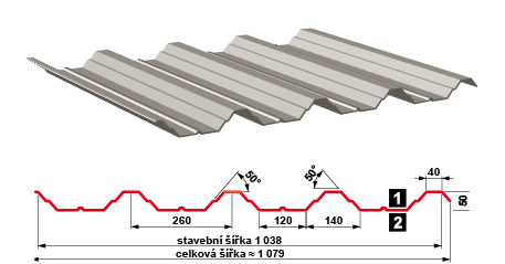 Trapézová strešná krytina Satjam SAT50 0,5 mm