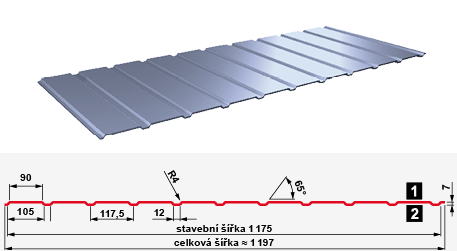 Trapézový fasádny plech Satjam T7 0,5 mm