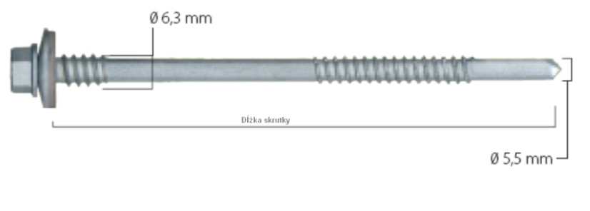 Skrutka 150-5,5-6,3 zw6 RAL 7016 (R80) - 100 ks