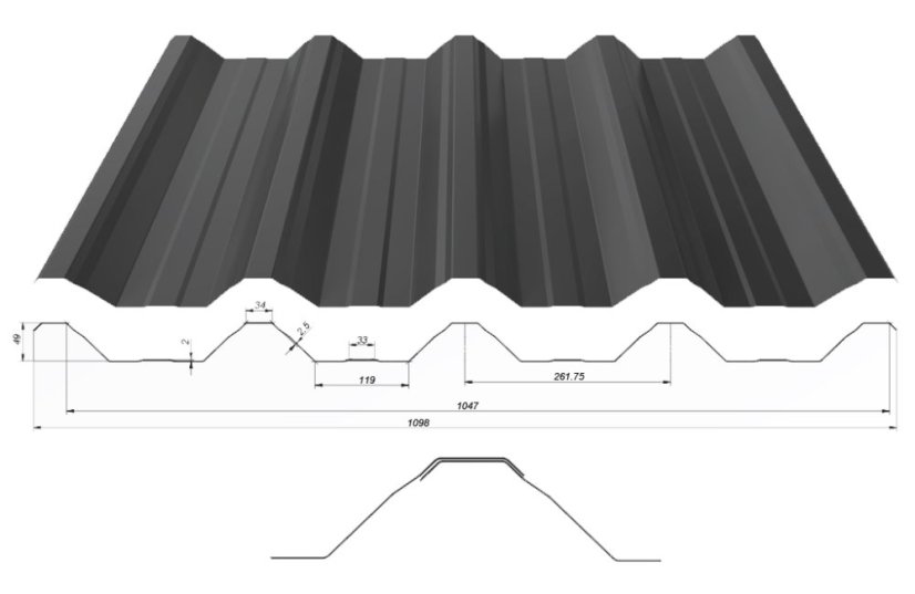 Trapézový plech Blachotrapez T50, aluzinok, hr. 0,5 mm, 1 m²