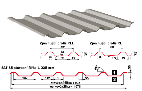 Trapézová strešná krytina Satjam SAT35 0,5 mm